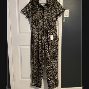 Good American denim leopard jumpsuit